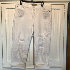 White crop boyfriend jeans size 14